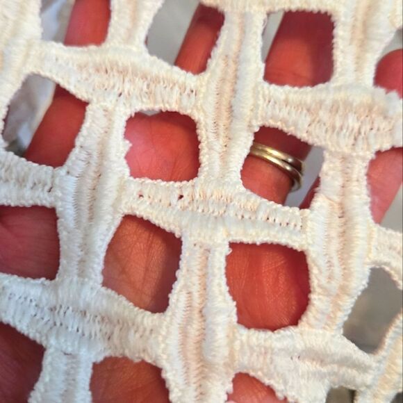 EC ZARA BASIC SHORT SHORT SLEEVE WHITE COTTON DRESS W/ SQUARE LACE SZ.XS - Picture 6 of 6